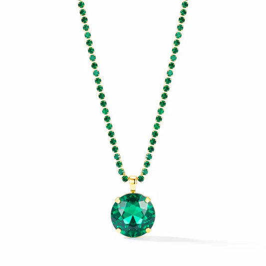 Luxury Anti-Tarnish Emerald Crystal Pendant Necklace for Women | Oversized Green Gemstone Statement Necklace