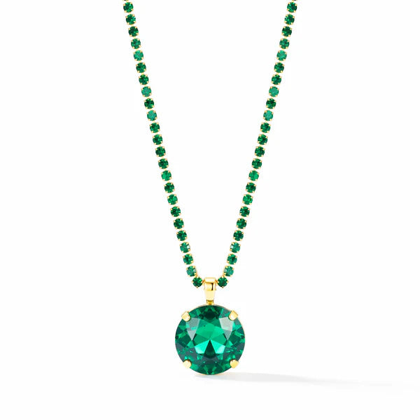 Luxury Anti-Tarnish Emerald Crystal Pendant Necklace for Women | Oversized Green Gemstone Statement Necklace